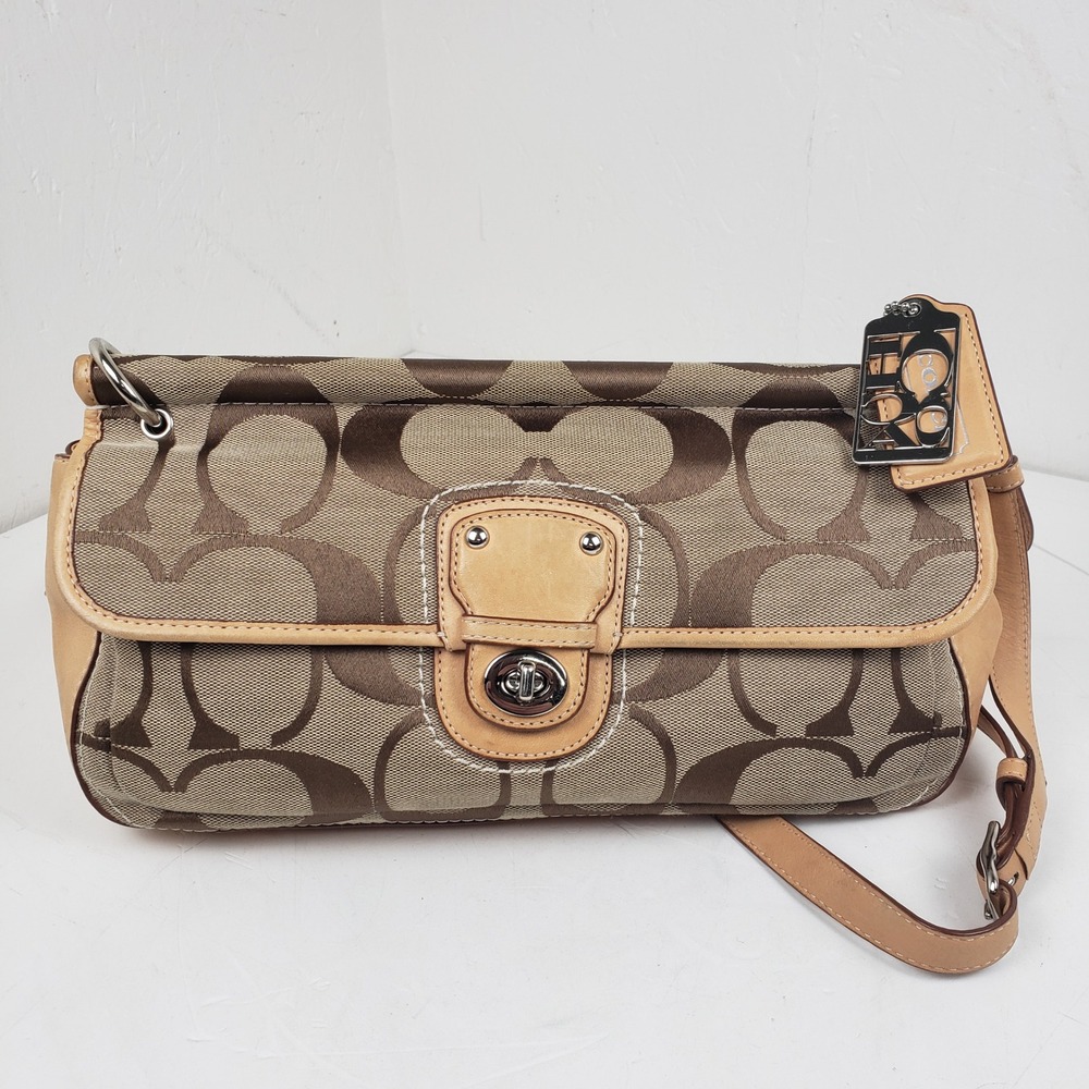 Coach 70th Anniversary Limited Signature Canvas Crossbody Bag Turn Lock 19034